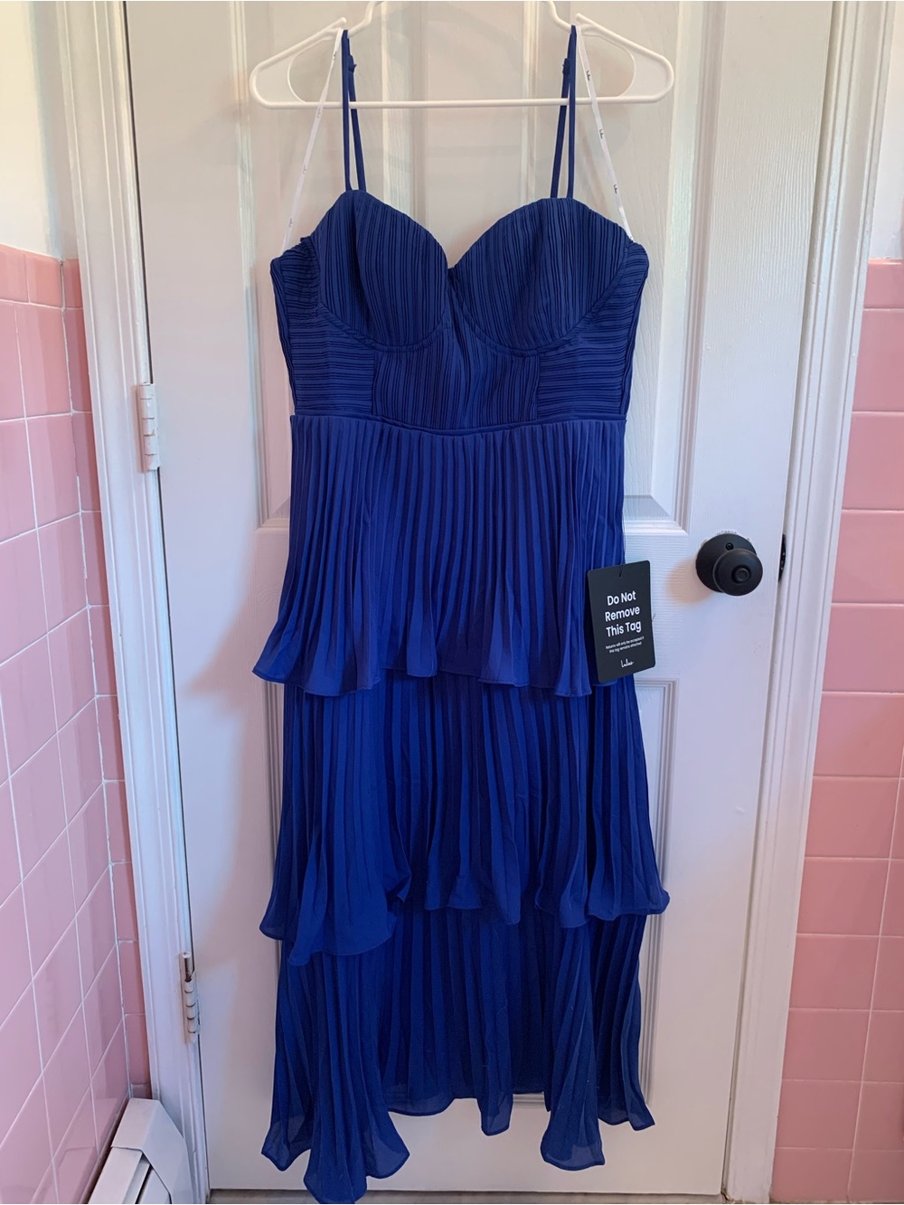 Lulu's Royal Blue Pleated Tiered Midi Dress